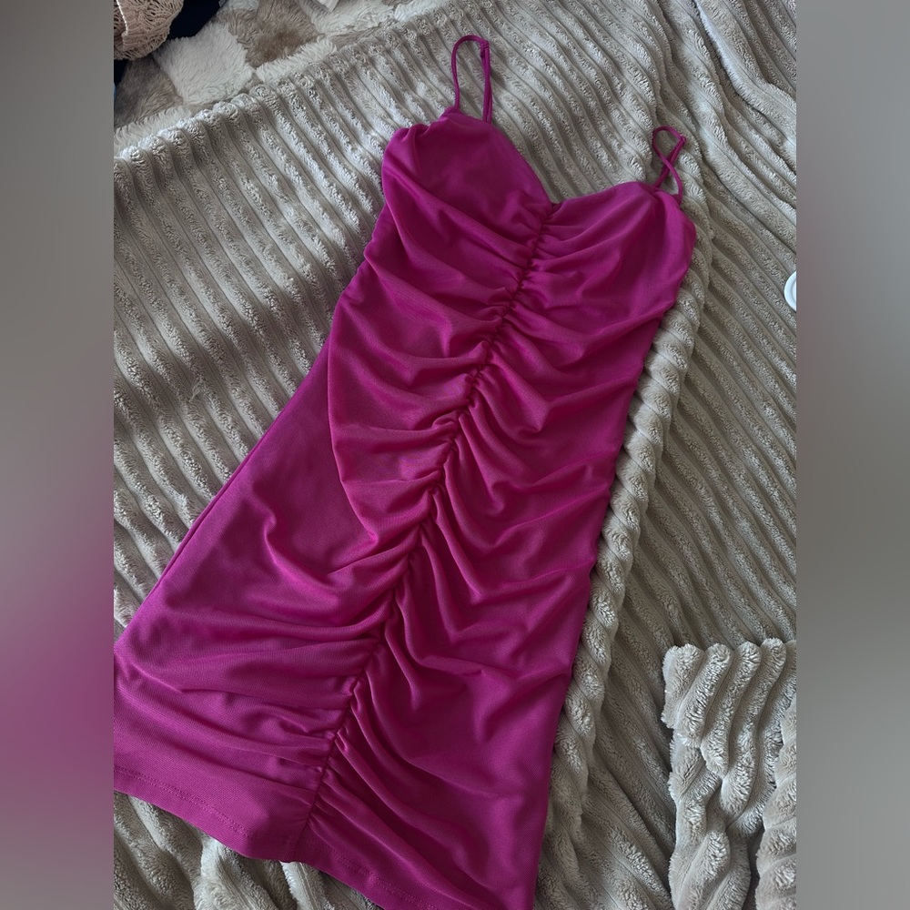 Pink Garage Ruched Mini Dress
